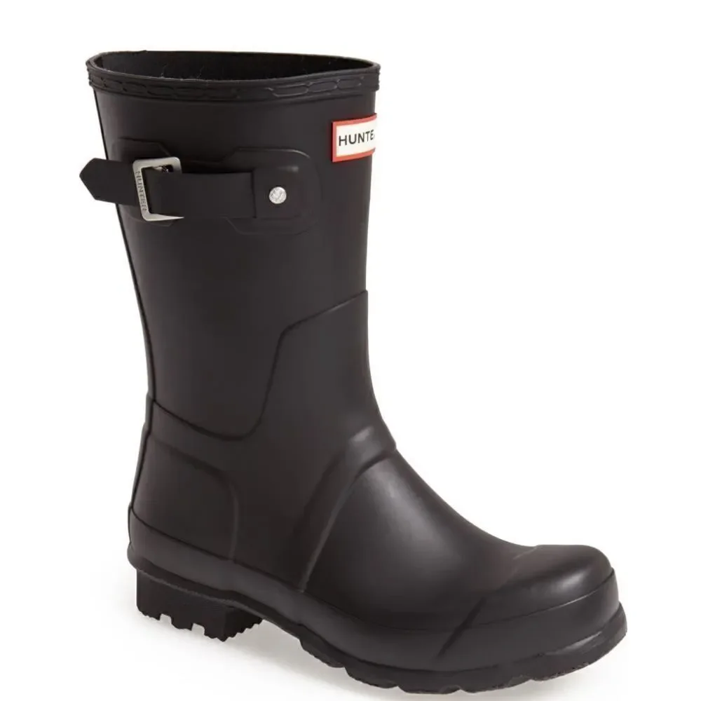 HUNTER Men's Original Short Waterproof‎ Rain Boot, Rubber Black, Size 9, NWT
